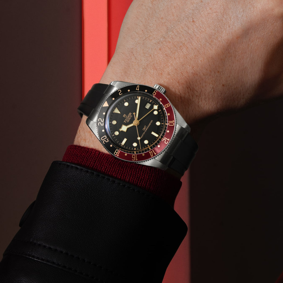 [SIMCHA-TOP500:TUDOR:M7939G1A0NRU-0002:03] Black Bay 58 GMT Manufacture Calibre MT5450-U 39mm steel case Rubber strap