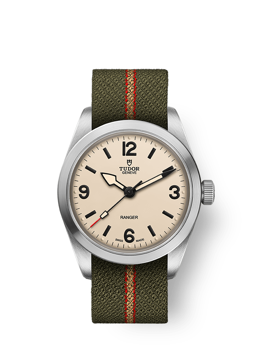 TUDOR Ranger 36mm Automatic Beige Dial Green Fabric Bracelet Watch