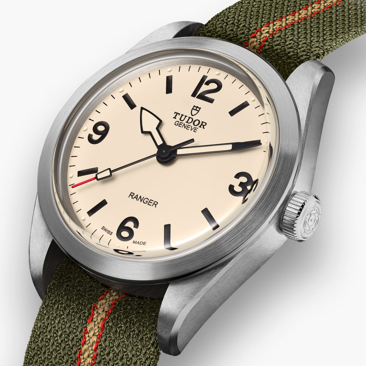 TUDOR Ranger 39mm Automatic Beige Dial Green Fabric Bracelet Watch
