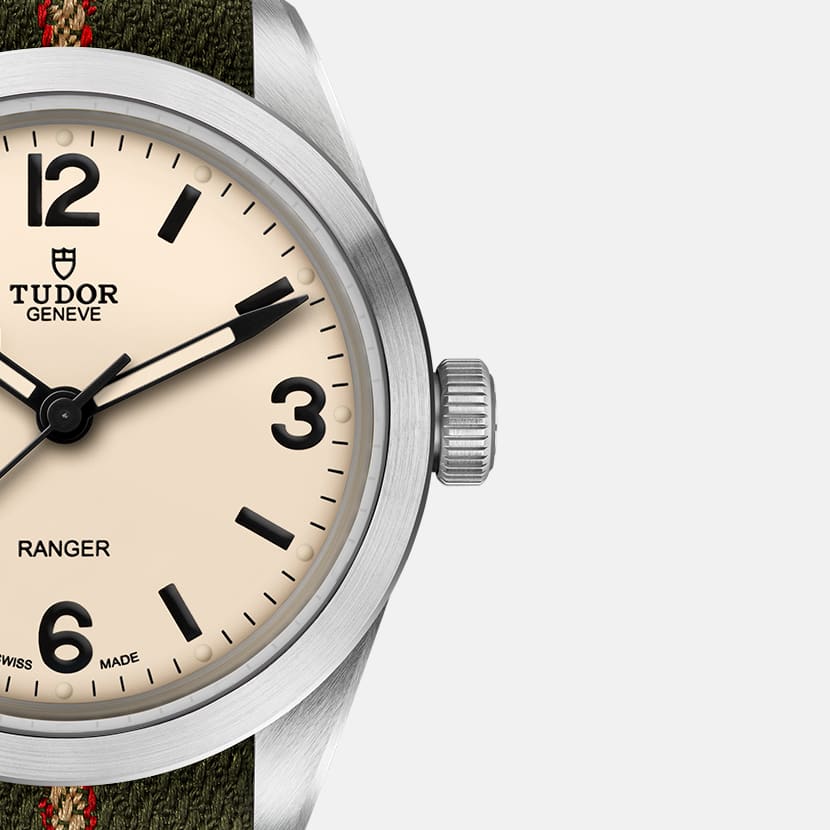 TUDOR Ranger 39mm Automatic Beige Dial Green Fabric Bracelet Watch