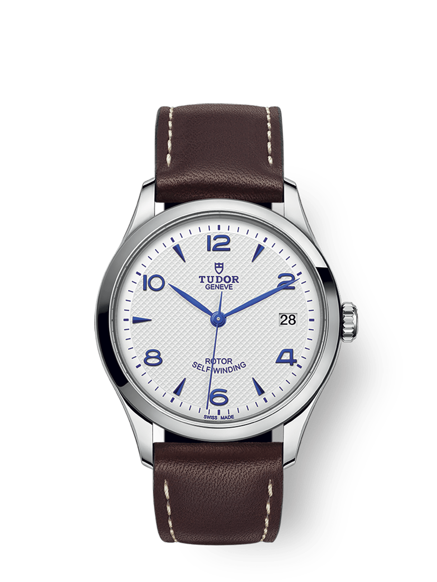 TUDOR 1926 36mm Automatic Opaline Dial Brown Leather Strap Watch