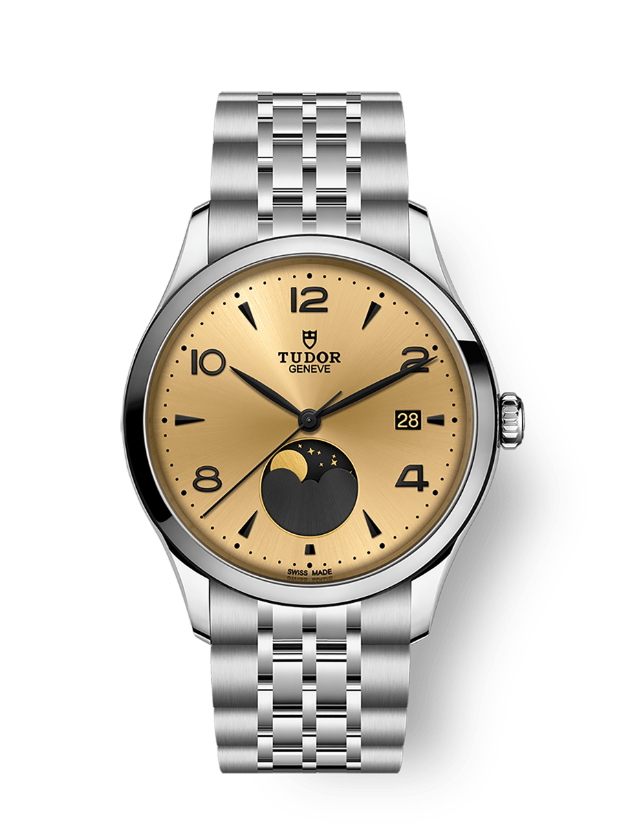 TUDOR 1926 39mm Automatic Champagne-colour satin sun-brushed dial with applied numerals and moon phase indicator Dial Steel Bracelet Watch