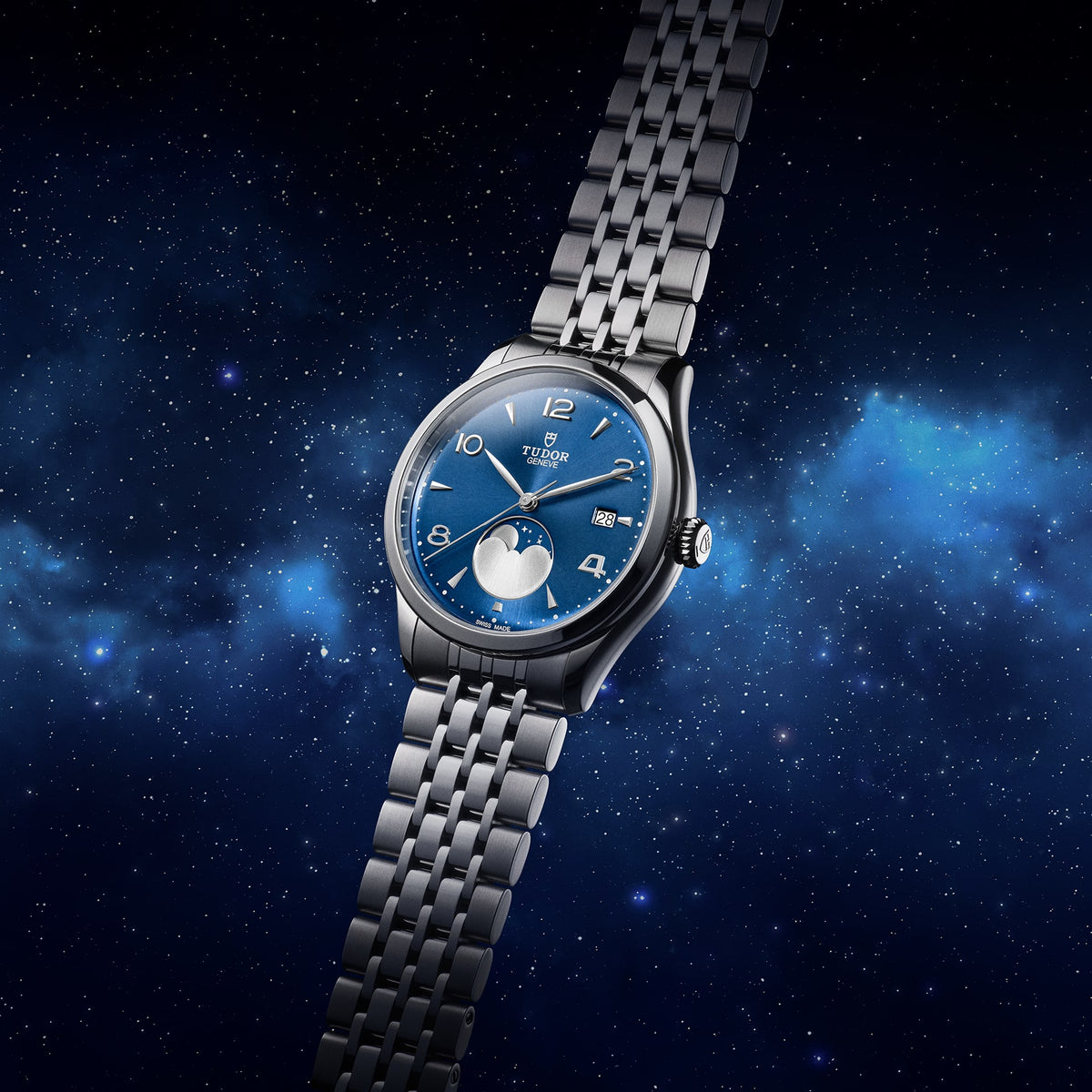 TUDOR 1926 39mm Automatic Blue satin sun-brushed dial with applied numerals and moon phase indicator Dial Steel Bracelet Watch