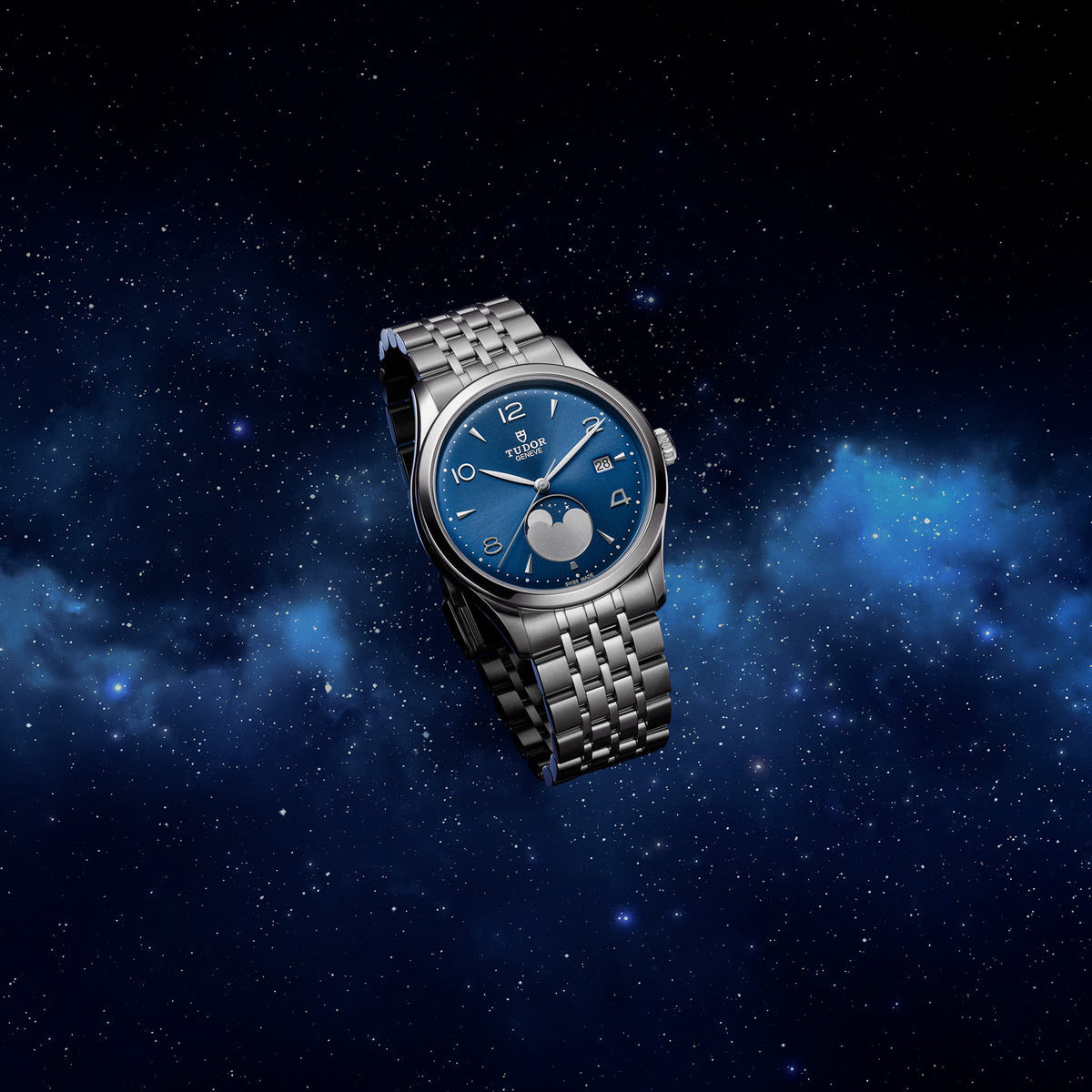 TUDOR 1926 39mm Automatic Blue satin sun-brushed dial with applied numerals and moon phase indicator Dial Steel Bracelet Watch