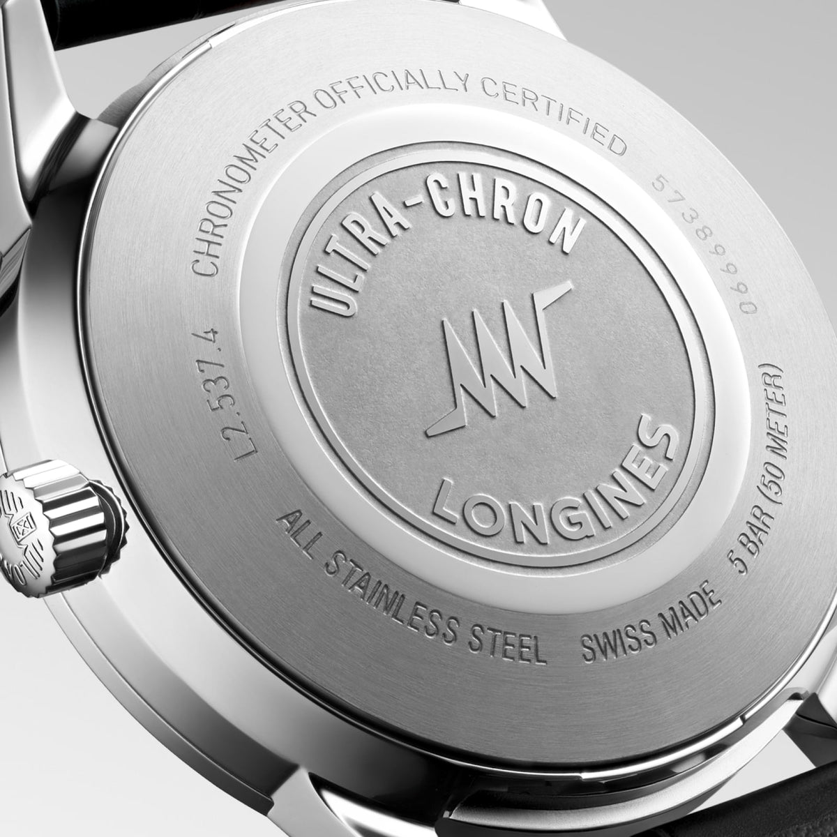 [SIMCHA-TOP500:LONGINES:L2.537.4.72.2:03] ULTRA-CHRON CLASSIC L2.537.4.72.2 Automatic, Stainless steel, Sunray silver, Strap Watch - Back close up
