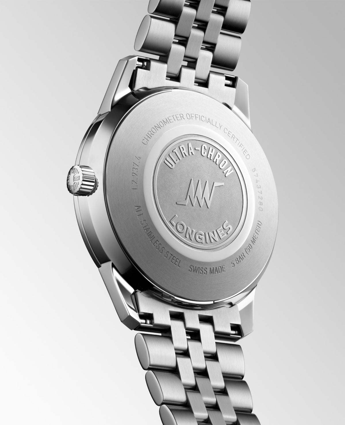 [SIMCHA-STANDALONE:L2.937.4.72.6:05] Longines Ultra-Chron Classic 40.00 mm Automatic Sunray silver Dial Stainless steel Bracelet Watch – L2.937.4.72.6 – ULTRA-CHRON CLASSIC L2.937.4.72.6 Automatic, Stainless steel, Sunray silver, Bracelet Watch - Watch back