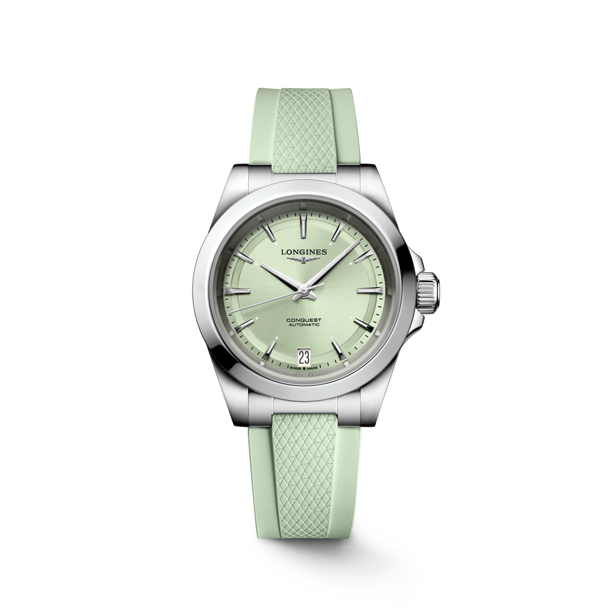 Longines Conquest 34.00mm Automatic Sunray green Dial Green Rubber Strap Watch