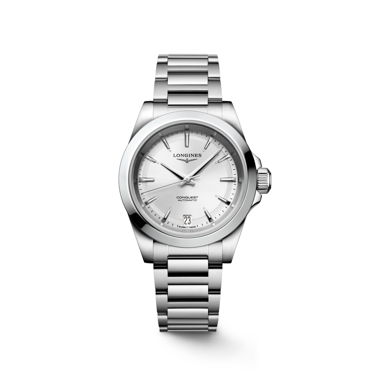 Longines Conquest 34.00mm Automatic Sunray silver Dial Stainless Steel Bracelet Watch
