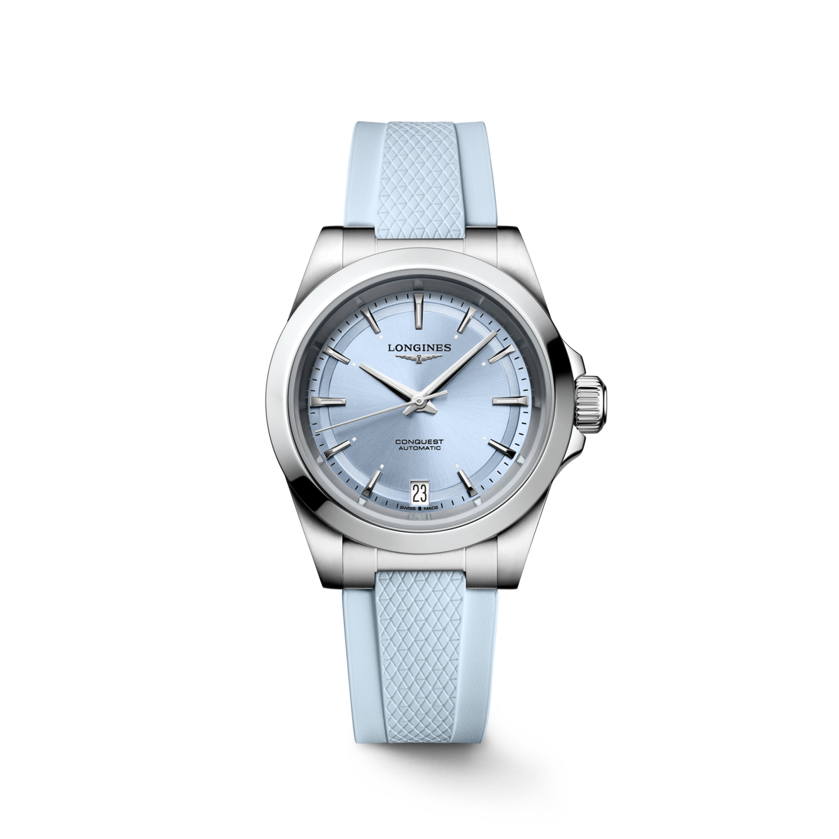 Longines Conquest 34.00mm Automatic Sunray blue Dial Blue Rubber Strap Watch