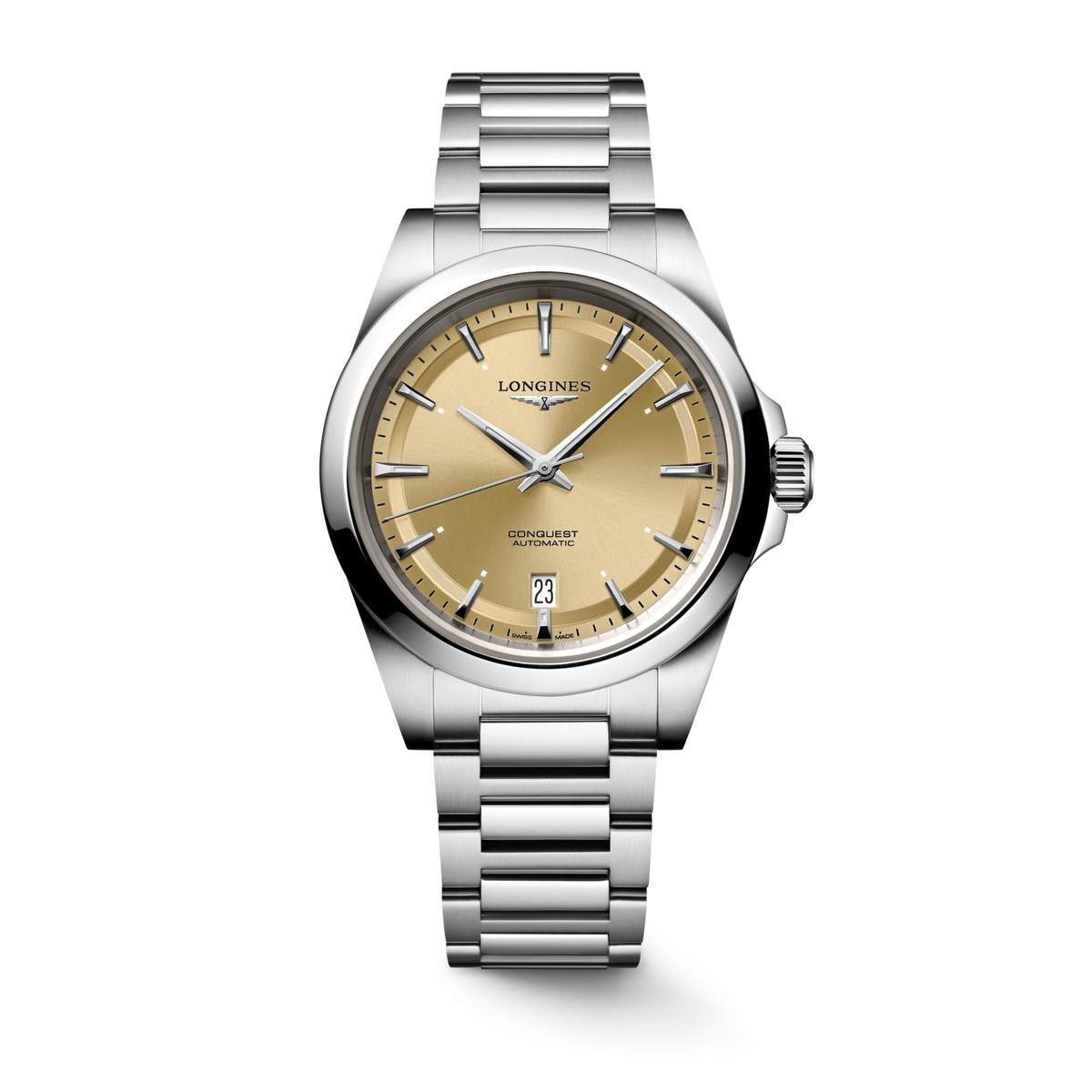 Longines Conquest 38.00mm Automatic Sunray Gilt Dial Stainless Steel Bracelet Watch