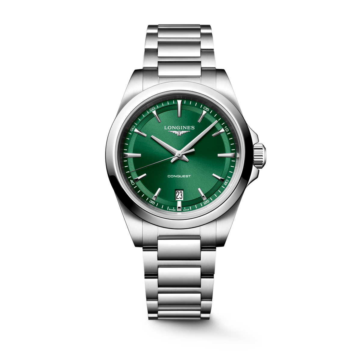 Longines Conquest 38.00mm Quartz Sunray green Dial Stainless Steel Bracelet Watch