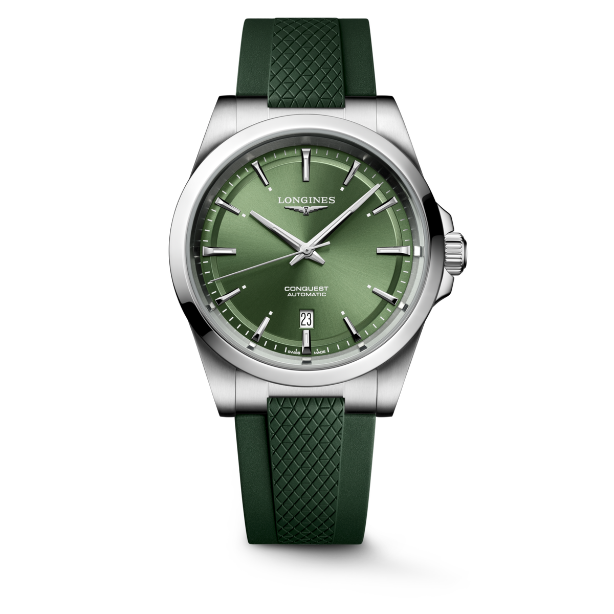 Longines Conquest 41.00mm Automatic Sunray green Dial Green Rubber Strap Watch