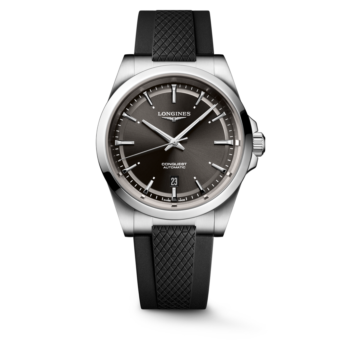 Longines Conquest 41.00mm Automatic Sunray black Dial Black Rubber Strap Watch