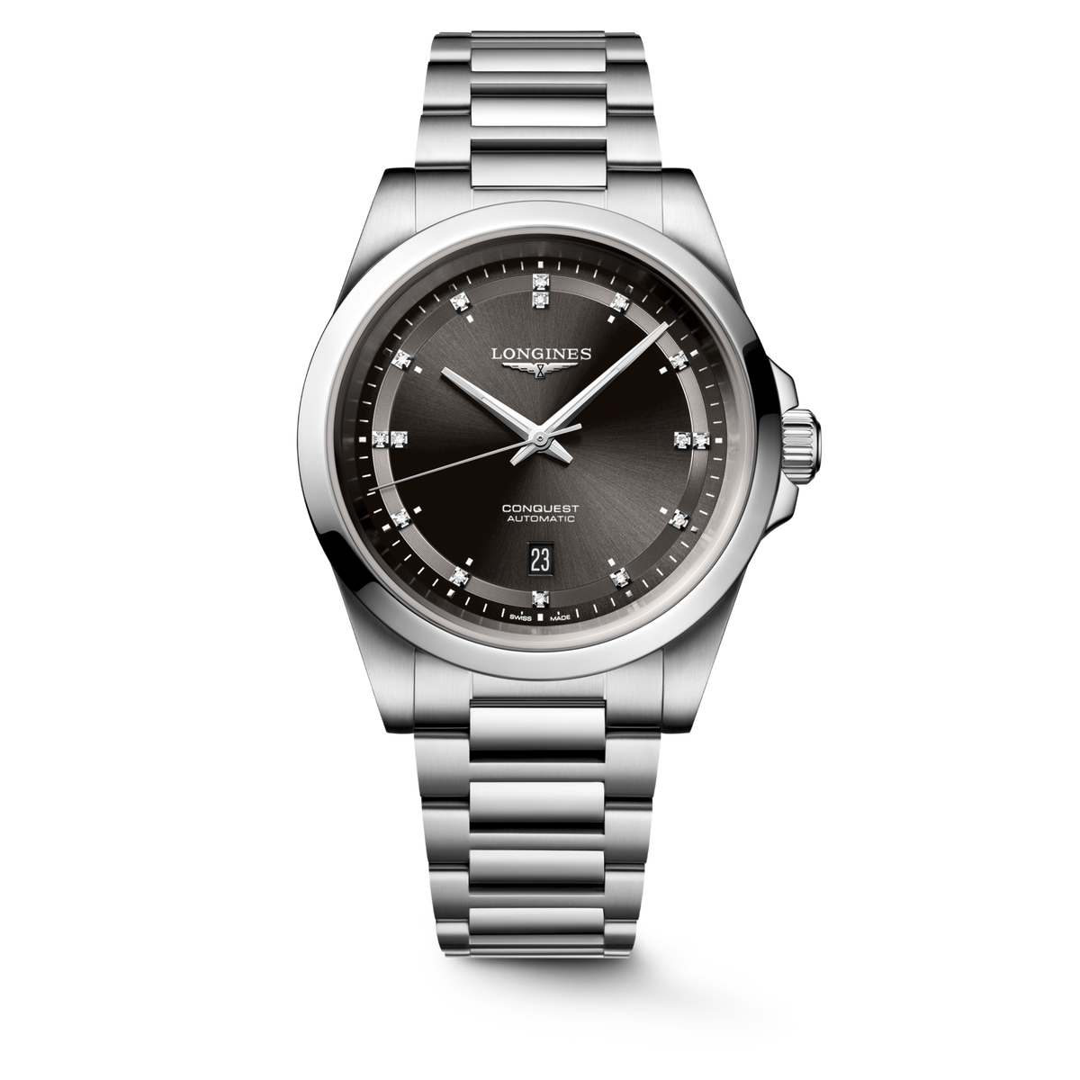 Longines Conquest 41.00mm Automatic Sunray black Swiss Super-LumiNova® Dial Stainless Steel Bracelet Watch