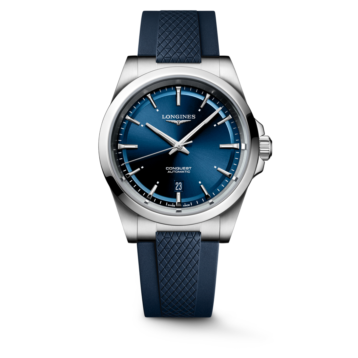 Longines Conquest 41.00mm Automatic Sunray blue Dial Blue Rubber Strap Watch