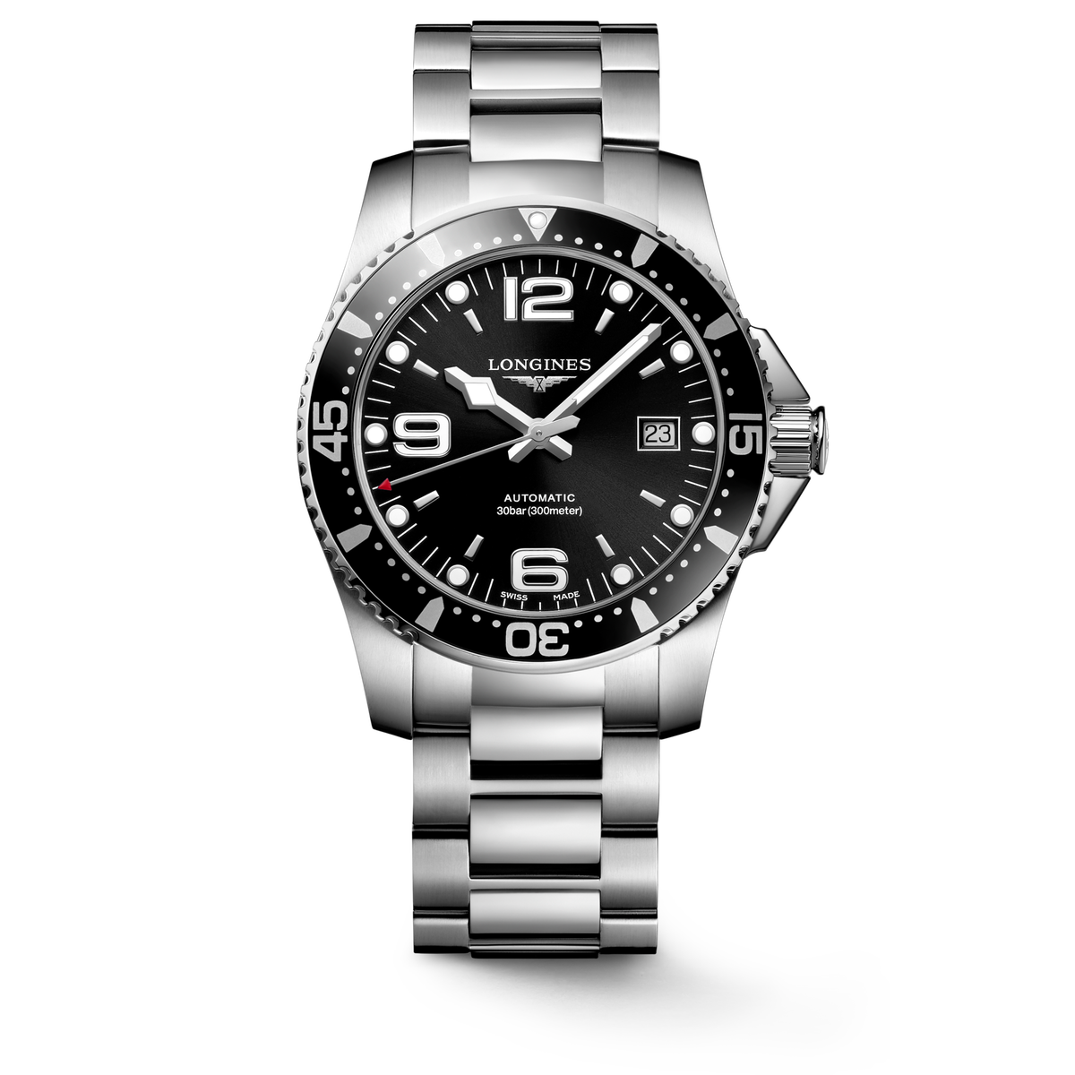 Longines HydroConquest 41.00mm Automatic Sunray black Dial Stainless Steel Bracelet Watch