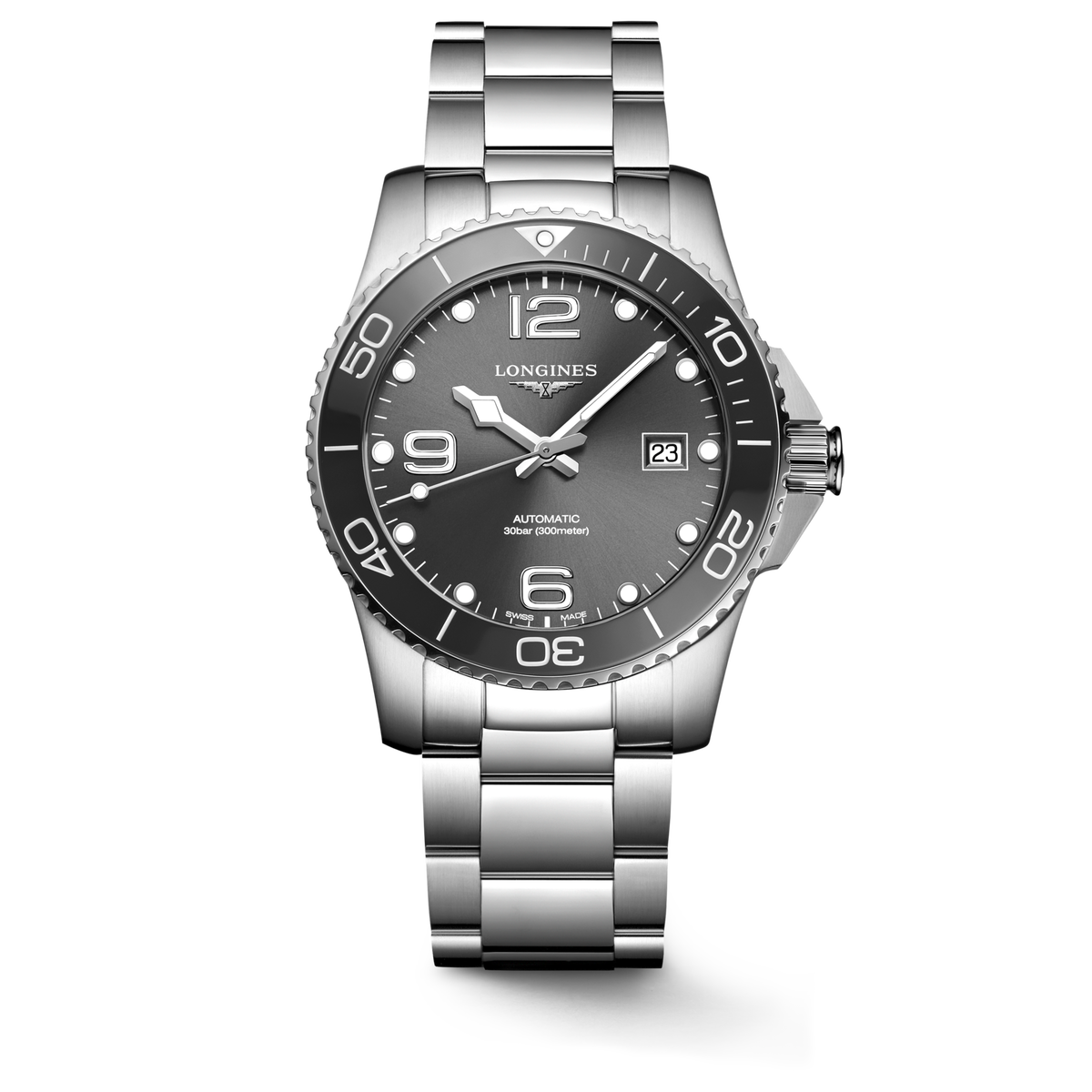Longines HydroConquest 41.00mm Automatic Sunray grey Dial Stainless Steel Bracelet Watch