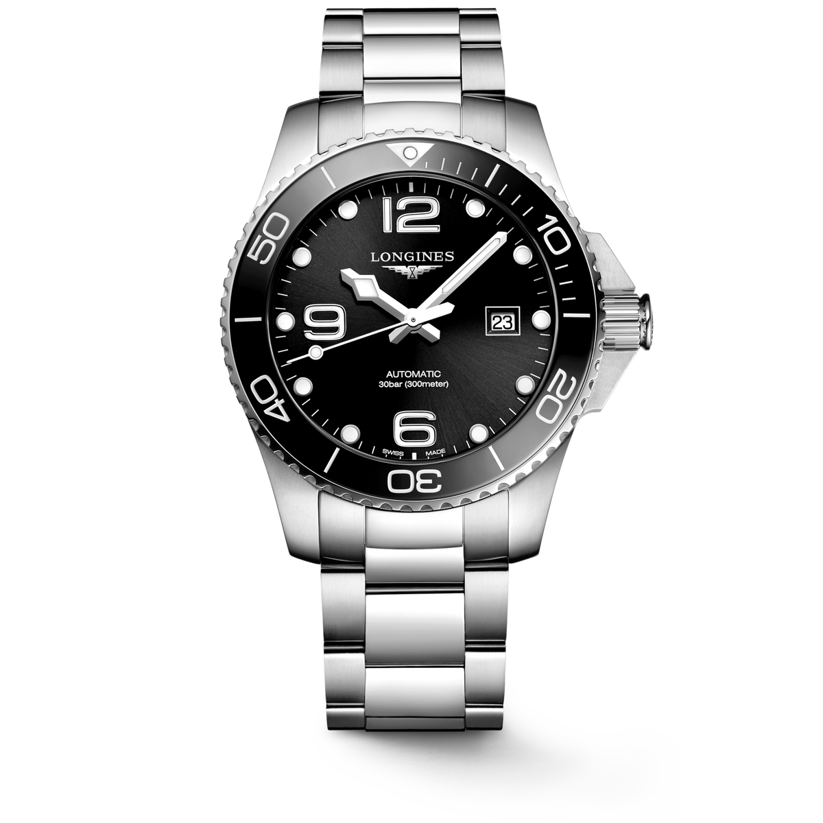 Longines HydroConquest 43.00mm Automatic Sunray black Dial Stainless Steel Bracelet Watch