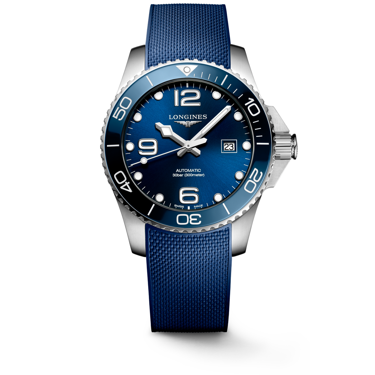 Longines HydroConquest 43.00mm Automatic Sunray blue Dial Blue Rubber Strap Watch