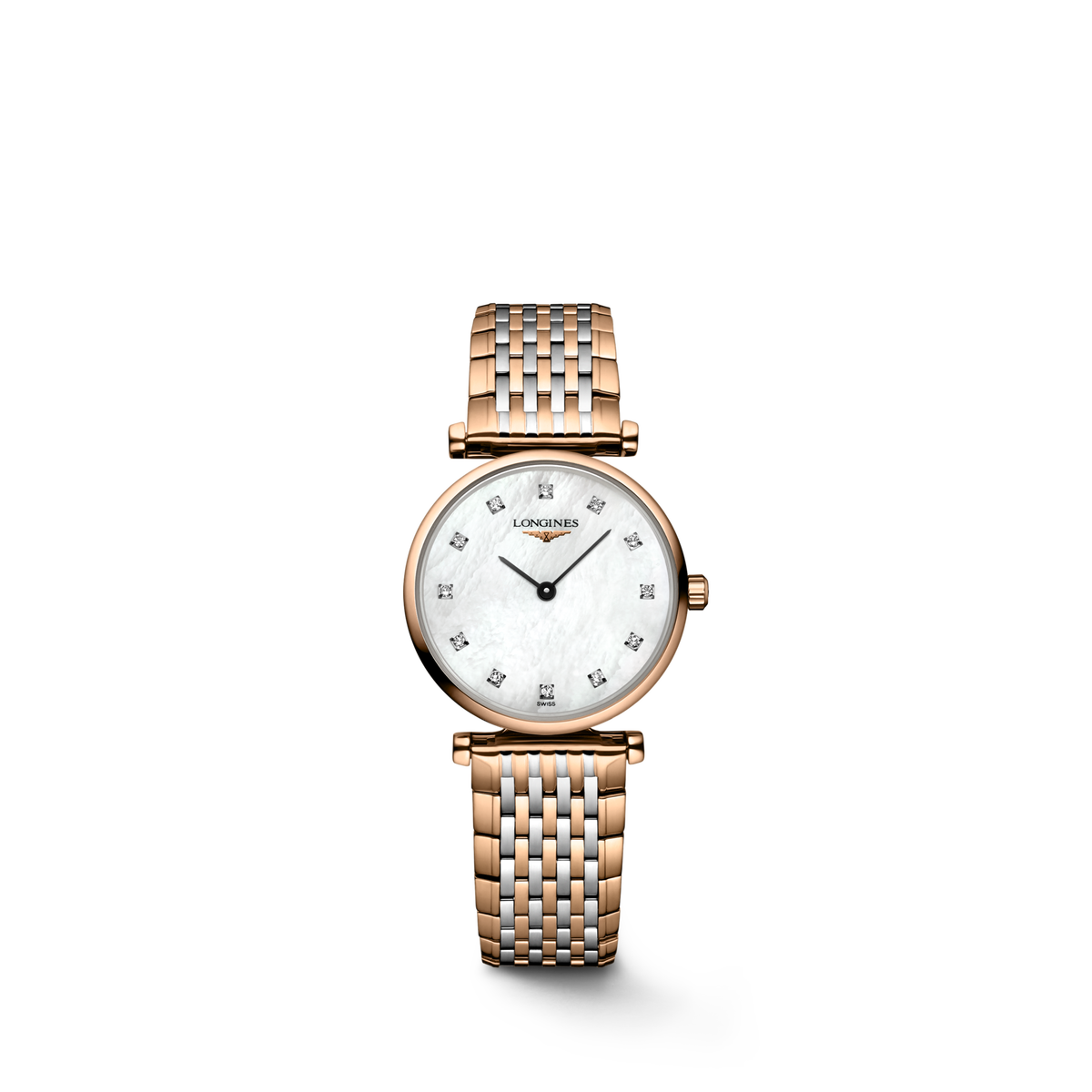 Longines La Grande Classique 24.00mm Quartz White mother-of-pearl Dial Red Stainless Steel Bracelet Watch