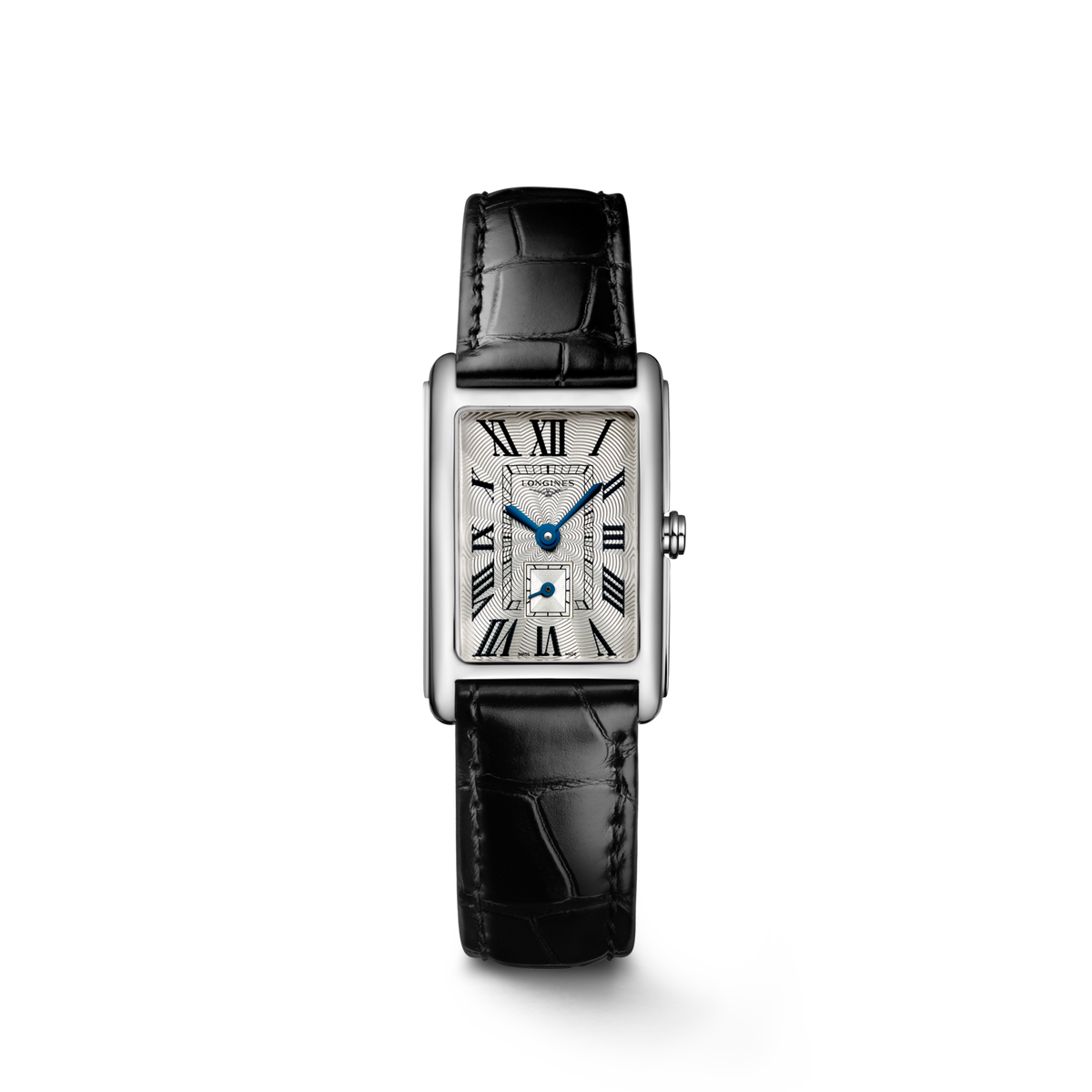 Longines DolceVita 20.80 x 32.00mm Quartz Silver "flinqué" Dial Black Alligator Strap Watch