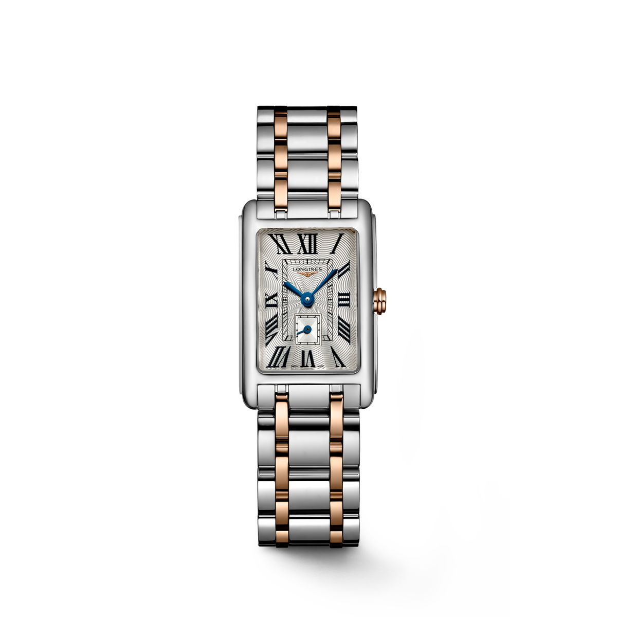Longines DolceVita 20.80 x 32.00mm Quartz Silver "flinqué" Dial Stainless Steel and Rose Gold Bracelet Watch