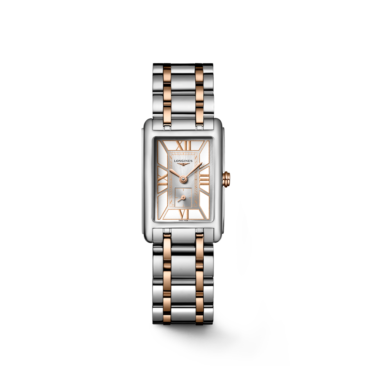 Longines DolceVita 20.80 x 32.00mm Quartz White Dial Stainless Steel and Rose Gold Bracelet Watch