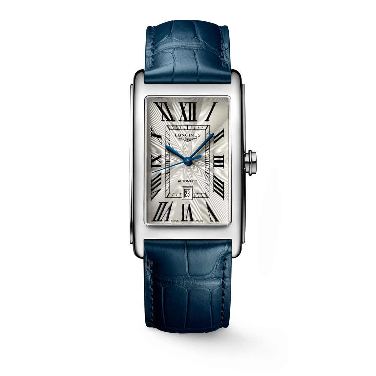 Longines DolceVita 28.20 x 47.00mm Automatic Silver "flinqué" Dial Blue Alligator Strap Watch