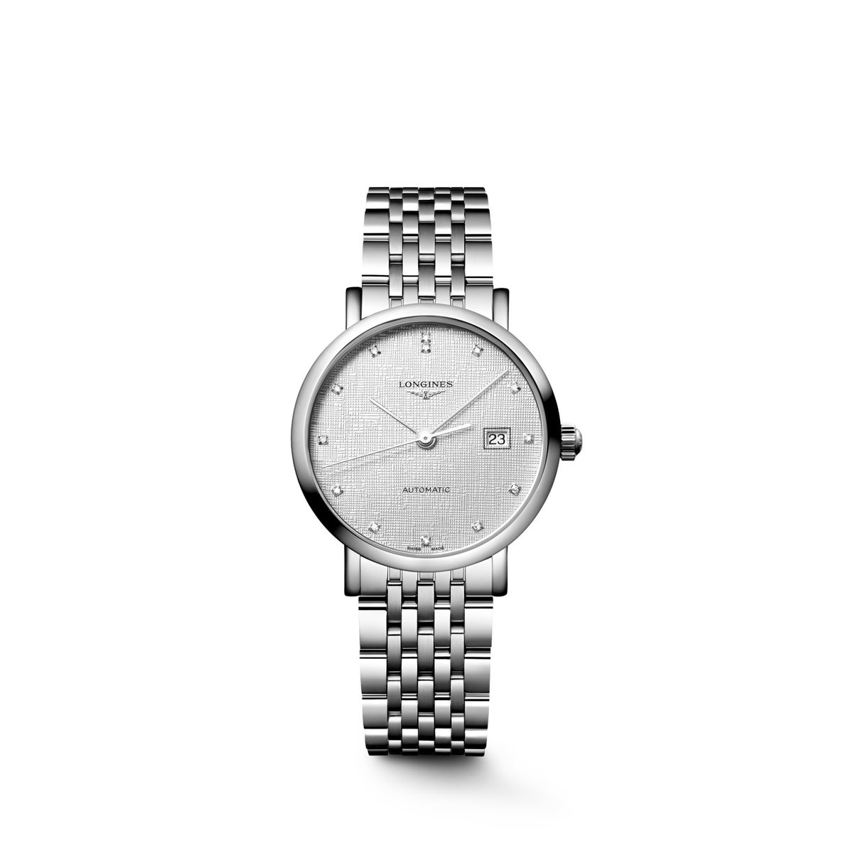 Longines Elegant Collection 29.00mm Automatic Striped Silver Dial Stainless Steel Bracelet Watch