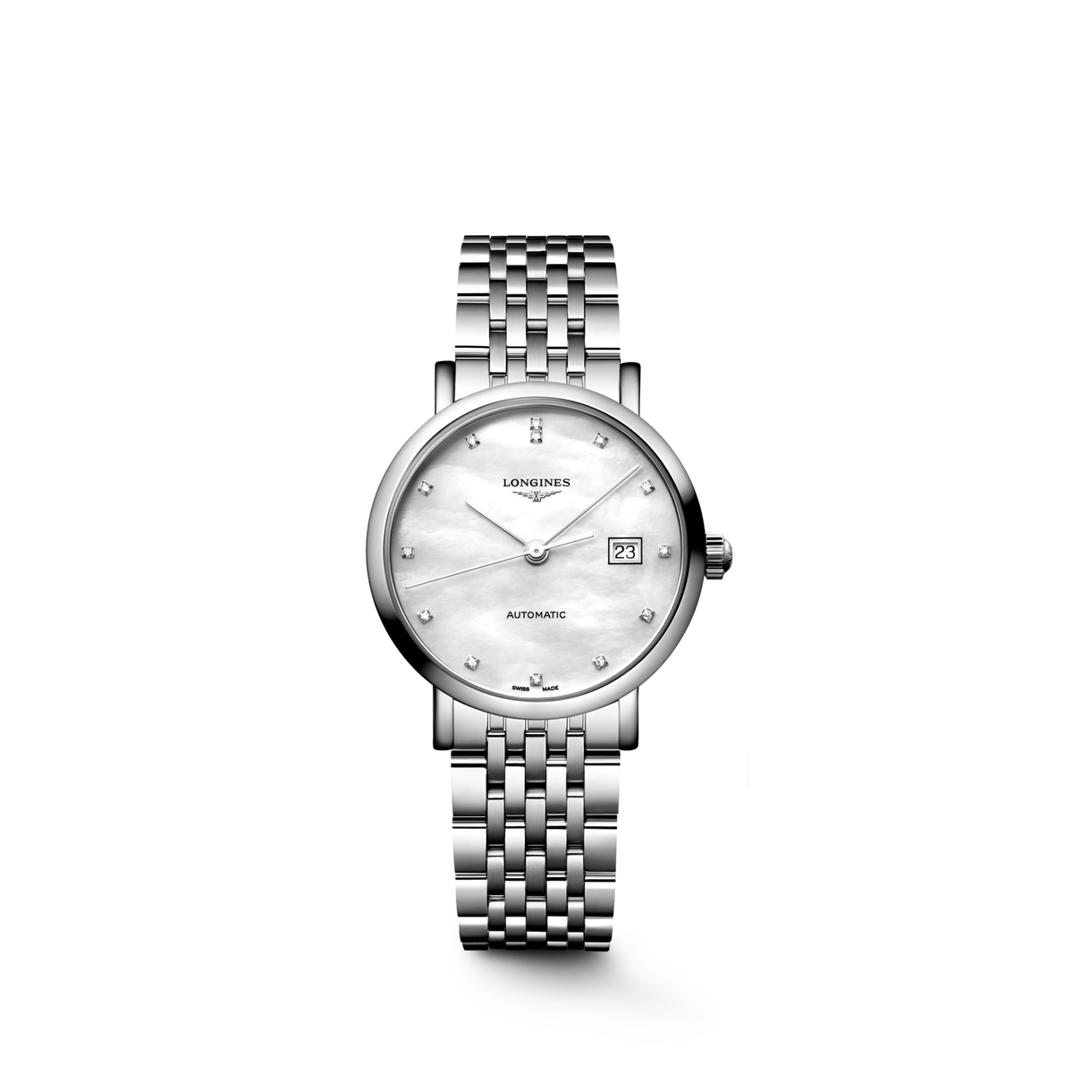 Longines Elegant Collection 29.00mm Automatic White mother-of-pearl Dial Stainless Steel Bracelet Watch