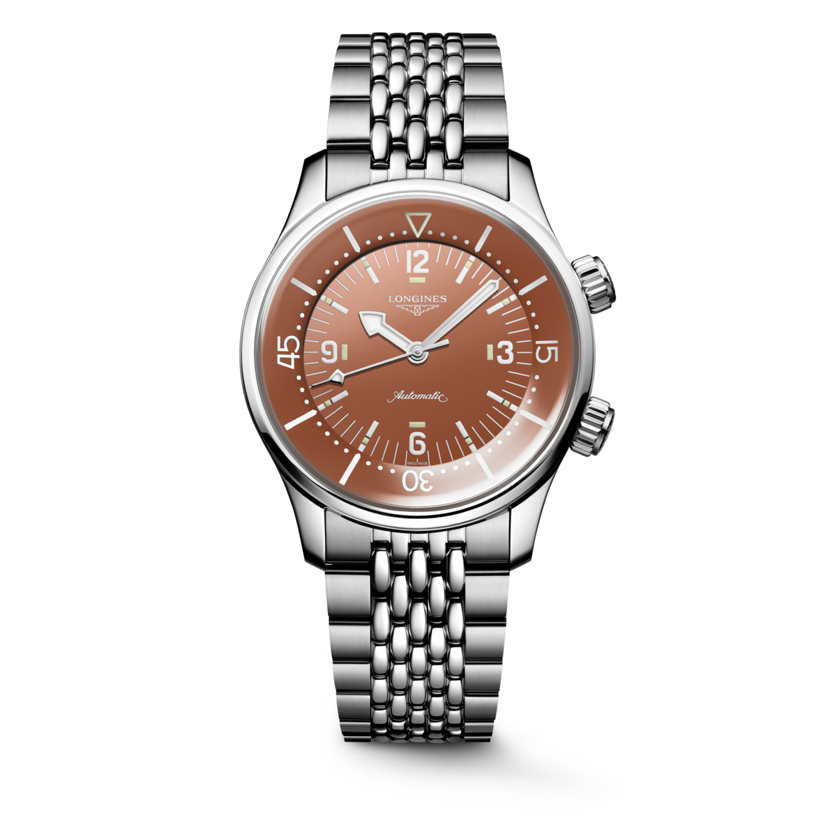 [SIMCHA-TOP500:LONGINES:L3.764.4.96.6:01] LONGINES LEGEND DIVER L3.764.4.96.6 Automatic, Stainless steel, Terracotta, Bracelet Watch - Watch soldier