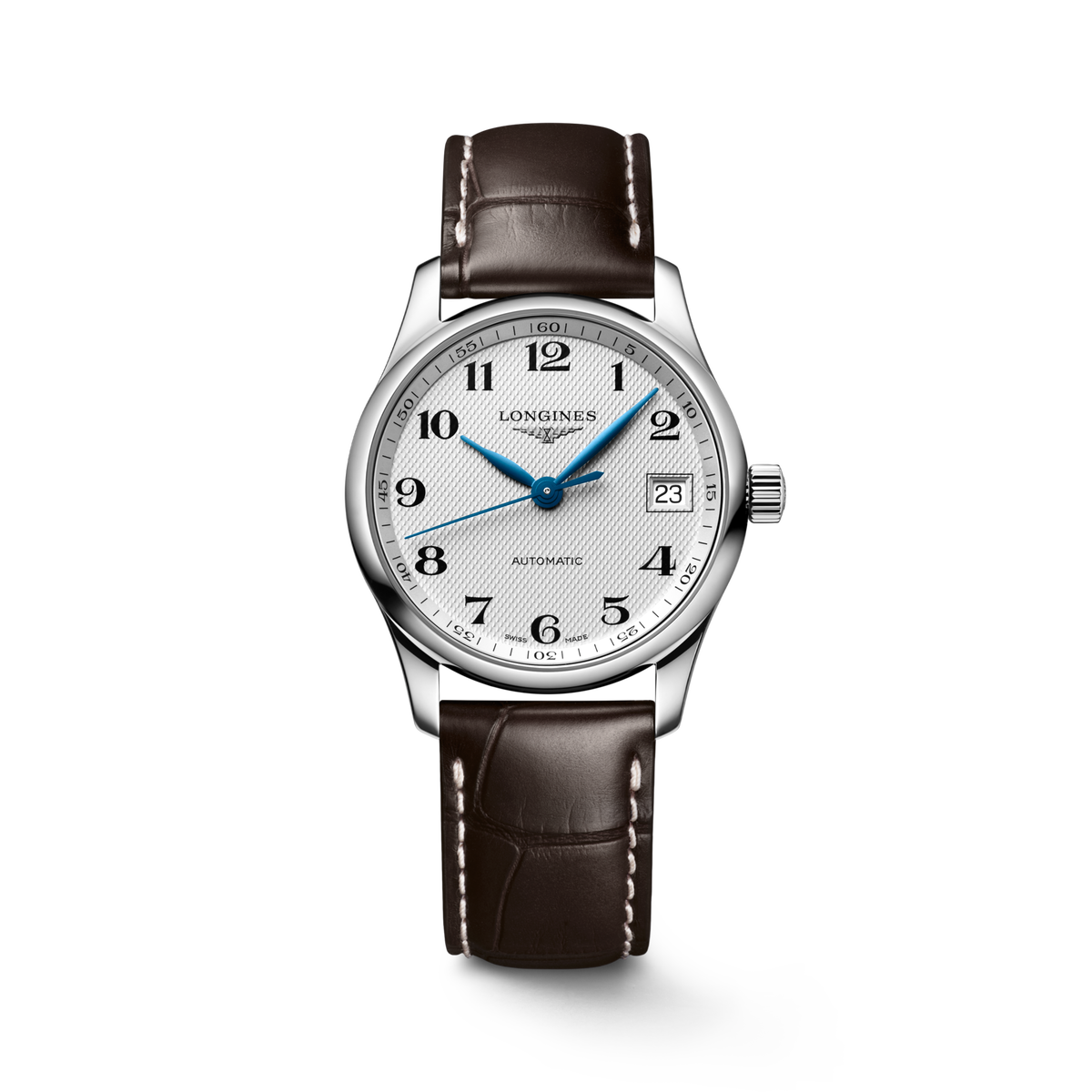 Longines Master Collection 34.00mm Automatic Silver "barleycorn" Dial Brown Alligator Strap Watch
