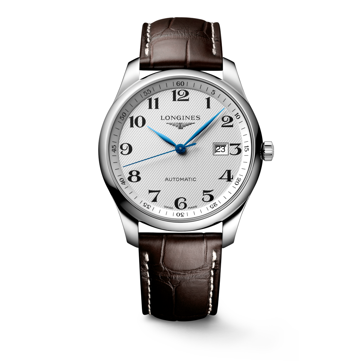 Longines Master Collection 42.00mm Automatic Silver "barleycorn" Dial Brown Alligator Strap Watch