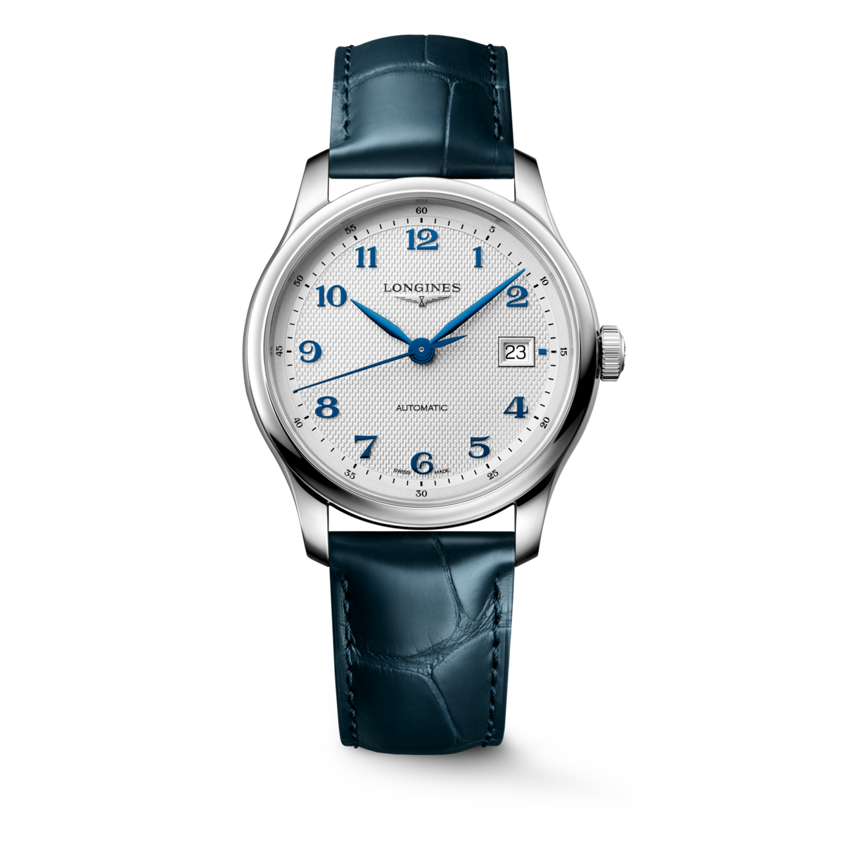 Longines Master Collection 39.00mm Automatic Silver "barleycorn" Dial Blue Alligator Strap Watch