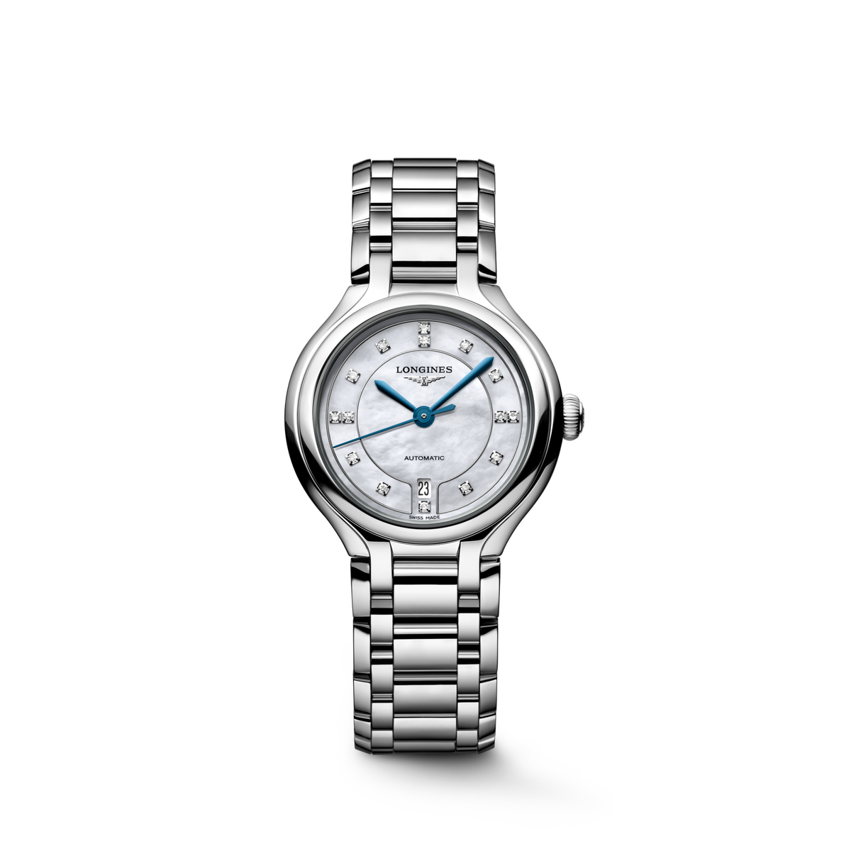 Longines PrimaLuna 30.00mm Automatic White mother-of-pearl Dial Stainless Steel Bracelet Watch
