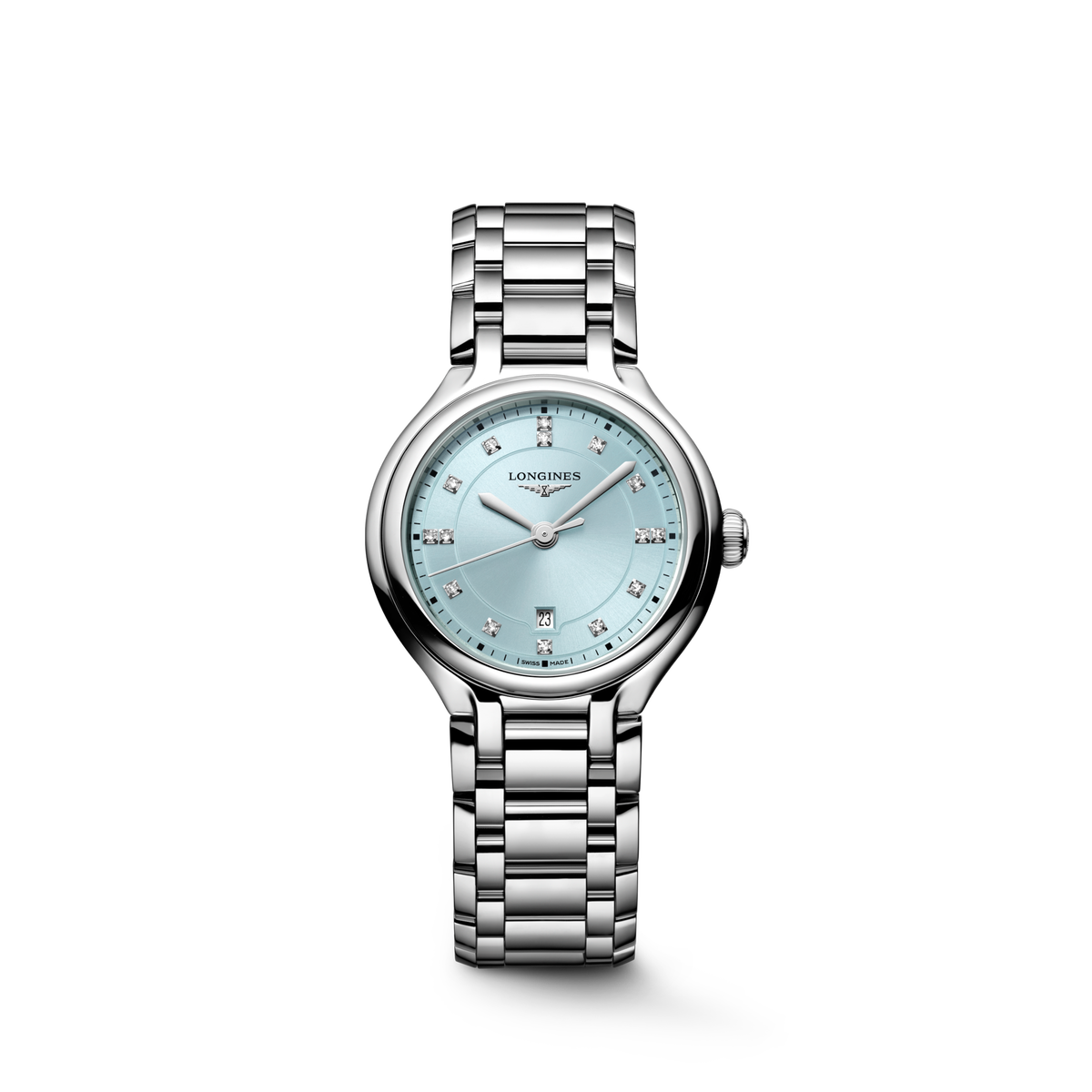 Longines PrimaLuna 30.00mm Quartz Mint Blue sunray Dial Stainless Steel Bracelet Watch