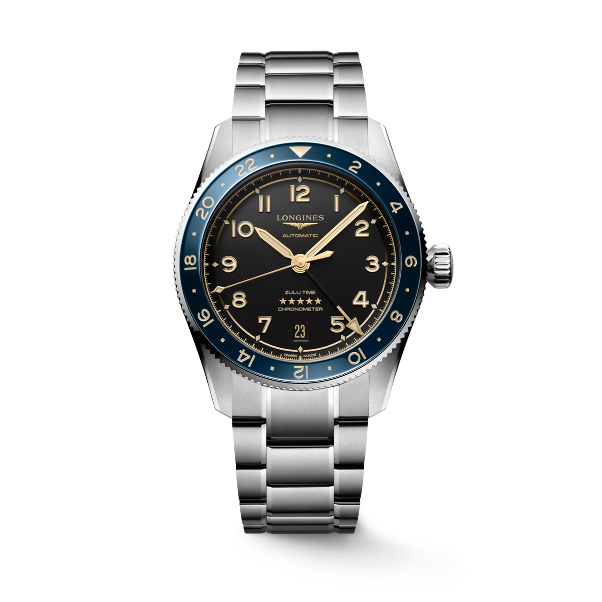 [SIMCHA-STANDALONE:L3.802.4.60.6:01] Longines Spirit Zulu Time 39.00 mm Automatic Anthracite Dial Stainless steel Bracelet Watch – L3.802.4.60.6 – LONGINES SPIRIT ZULU TIME L3.802.4.60.6 Automatic, Stainless steel and ceramic bezel, Anthracite, Bracelet Watch - Watch soldier