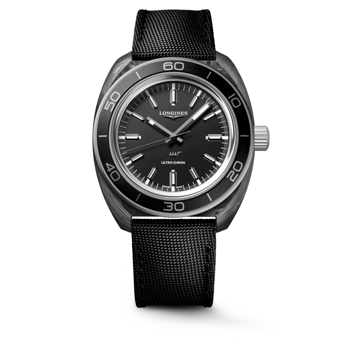 [SIMCHA-TOP500:LONGINES:L2.839.4.52.2:01] ULTRA‑CHRON CARBON L2.839.4.52.2 Automatic, Titanium and carbon, Anthracite, Strap Watch - Watch soldier