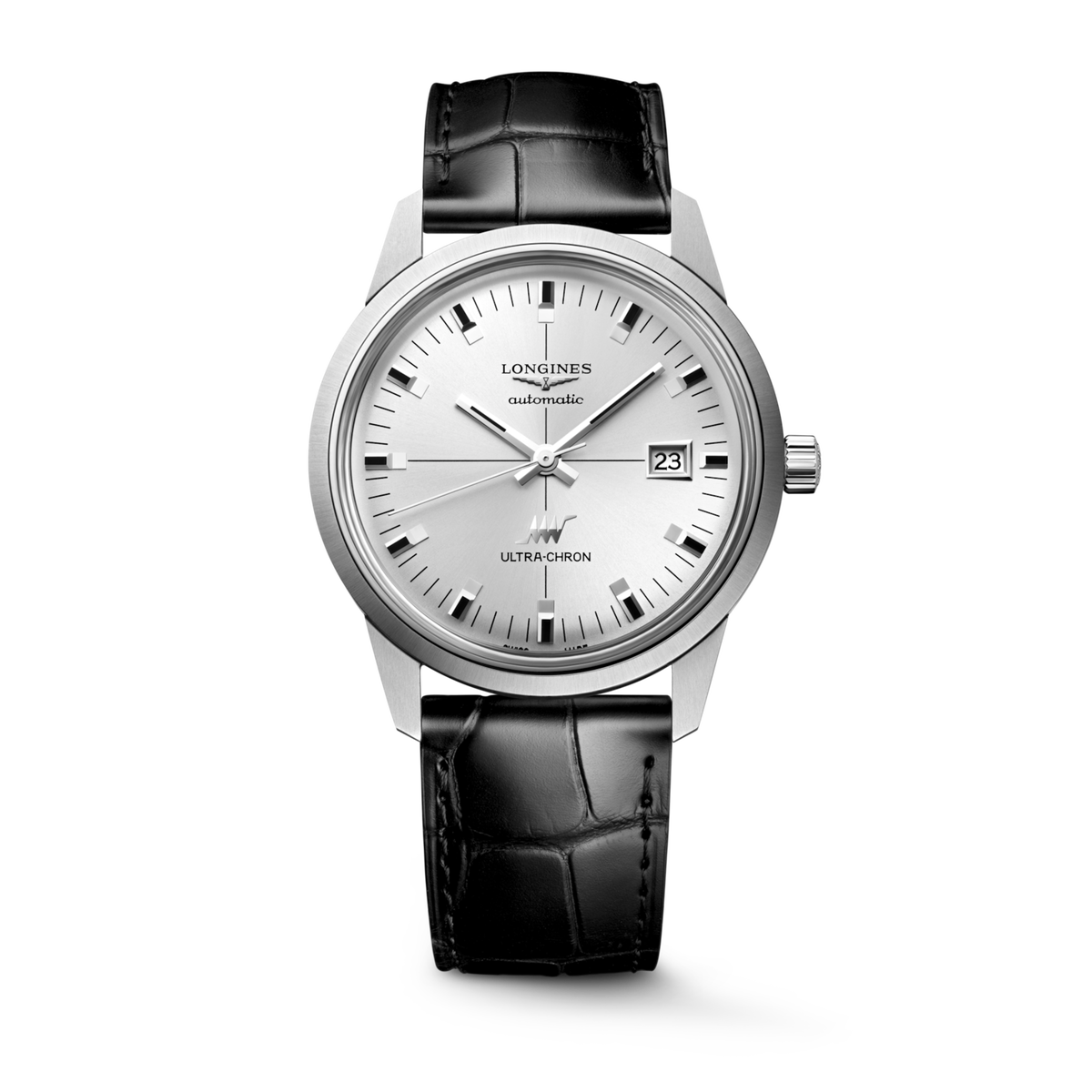 [SIMCHA-STANDALONE:L2.937.4.72.2:01] Longines Ultra-Chron Classic 40.00 mm Automatic Sunray silver Dial Black Alligator strap Watch – L2.937.4.72.2 – ULTRA-CHRON CLASSIC L2.937.4.72.2 Automatic, Stainless steel, Sunray silver, Strap Watch - Watch soldier