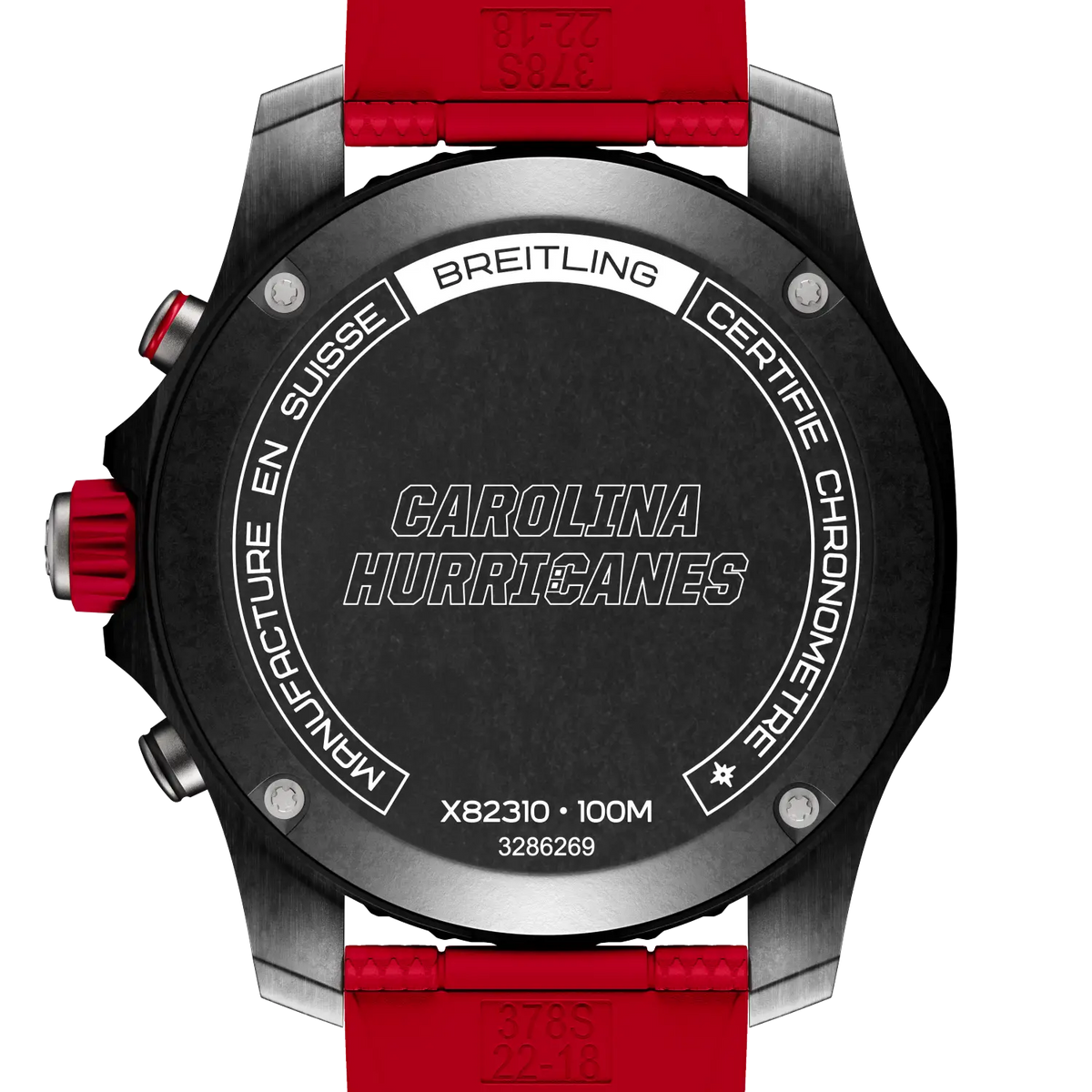 Breitling Professional 44.0mm Quartz Black Dial Red Rubber Strap Watch