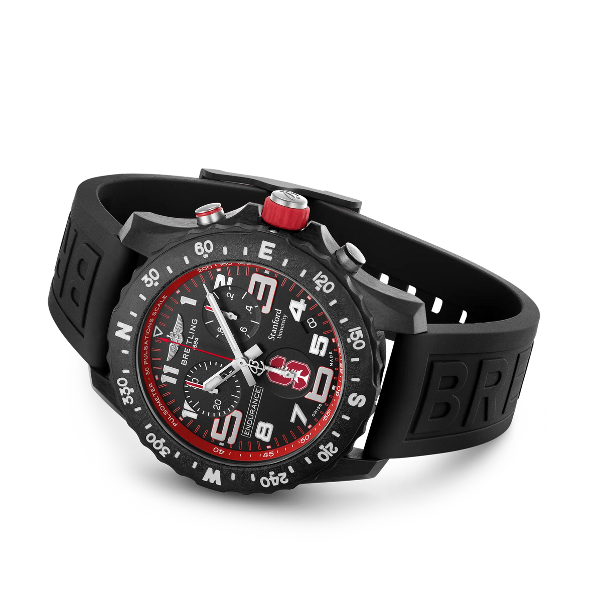 Breitling Professional 44.0mm Quartz Black Bidirectional, compass scale Dial Black Rubber Strap Watch