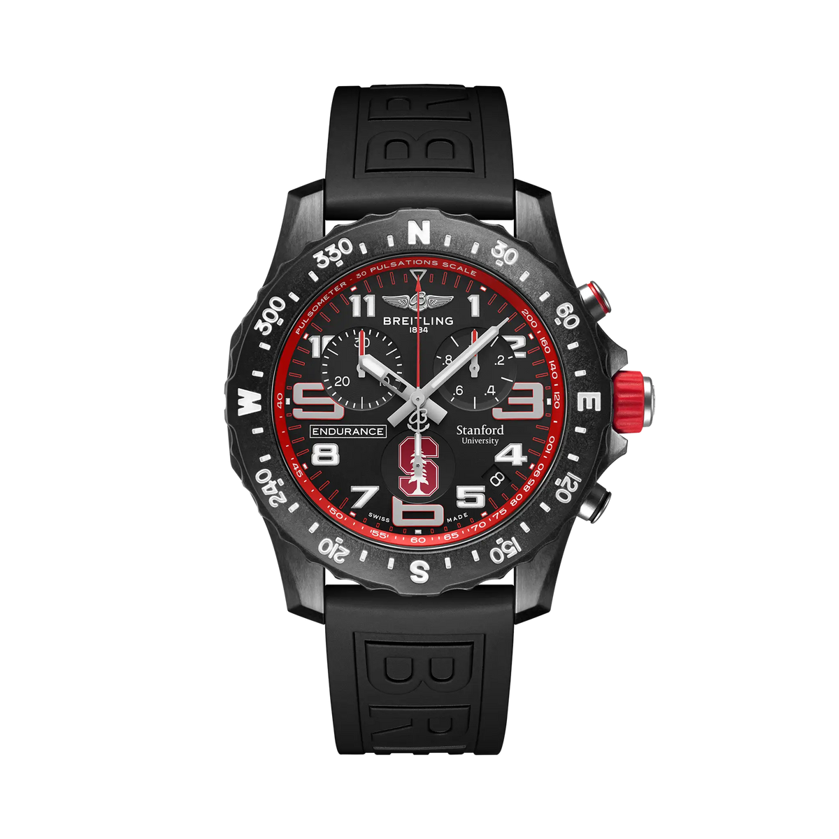 Breitling Professional 44.0mm Quartz Black Bidirectional, compass scale Dial Black Rubber Strap Watch