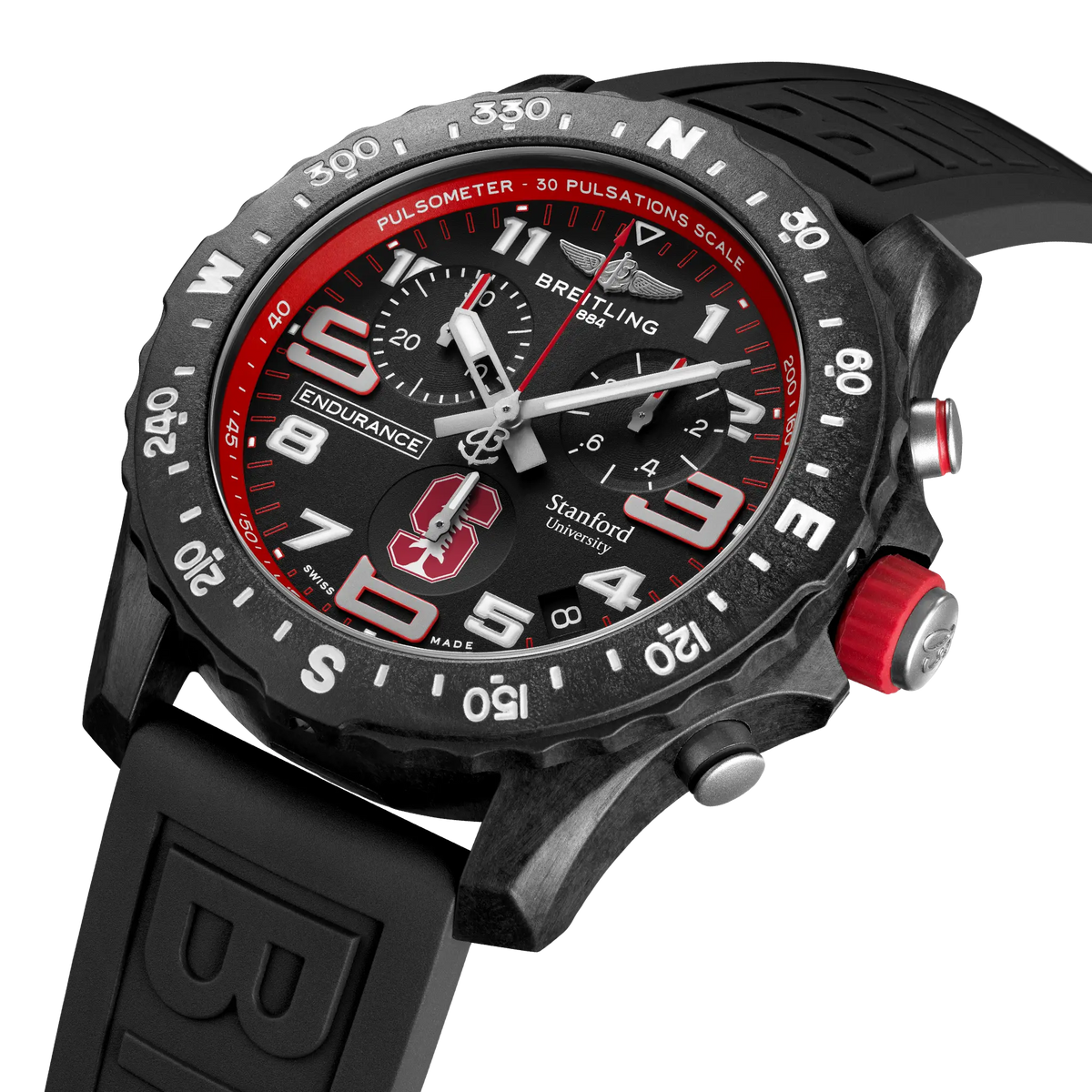 Breitling Professional 44.0mm Quartz Black Bidirectional, compass scale Dial Black Rubber Strap Watch