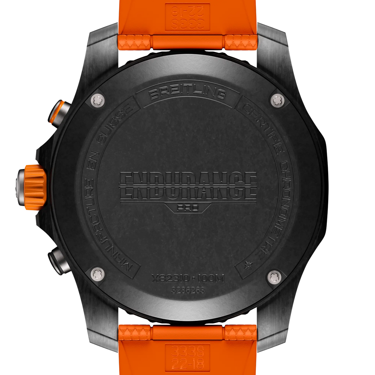 Breitling Professional 44.0mm Quartz Black Dial Orange Rubber Strap Watch