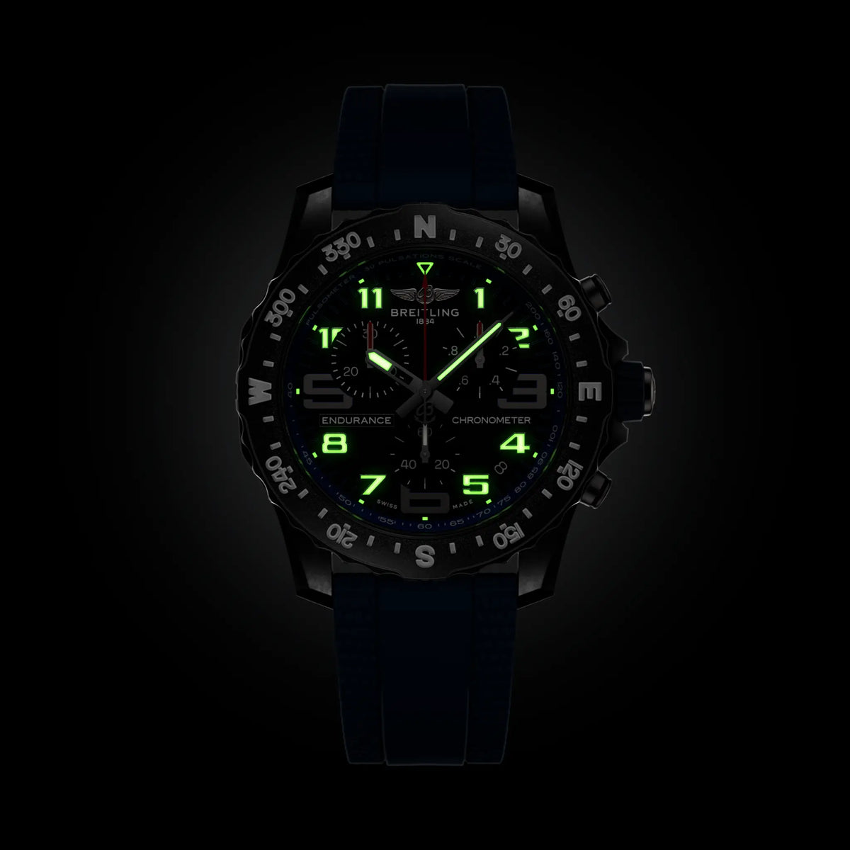 Breitling Professional 44.0mm Quartz Black Dial Blue Rubber Strap Watch