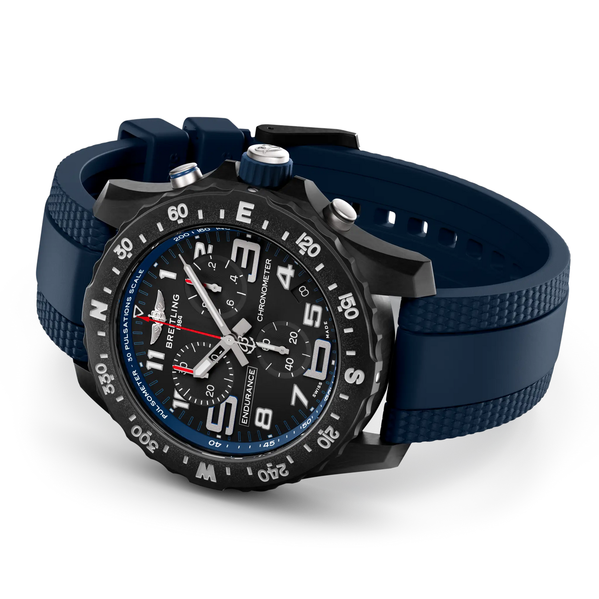 Breitling Professional 44.0mm Quartz Black Dial Blue Rubber Strap Watch