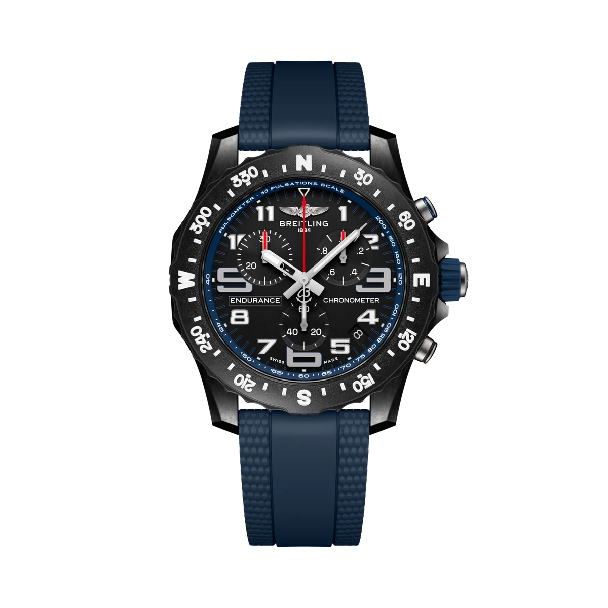 Breitling Professional 44.0mm Quartz Black Dial Blue Rubber Strap Watch