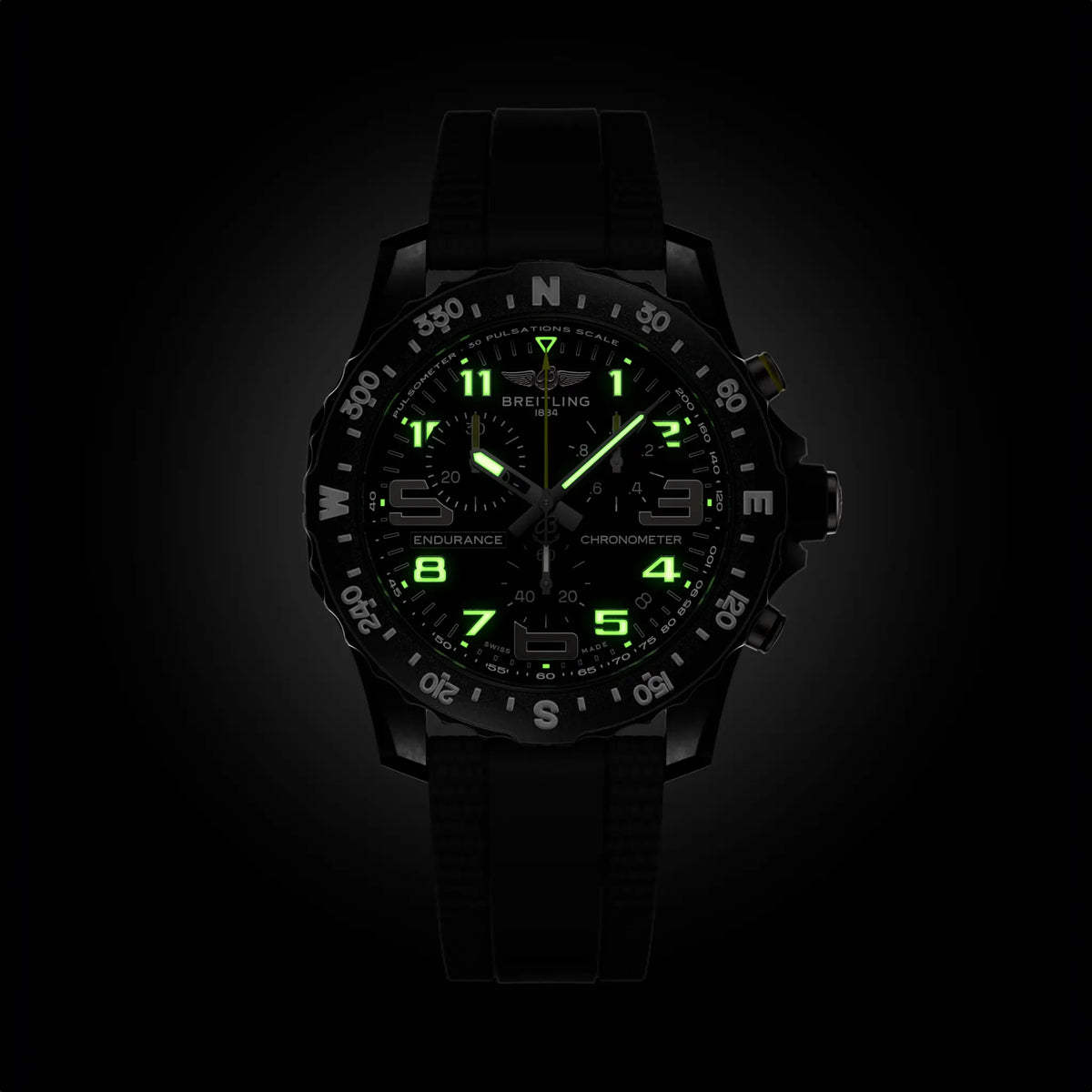 Breitling Professional 44.0mm Quartz Black Dial Black Rubber Strap Watch