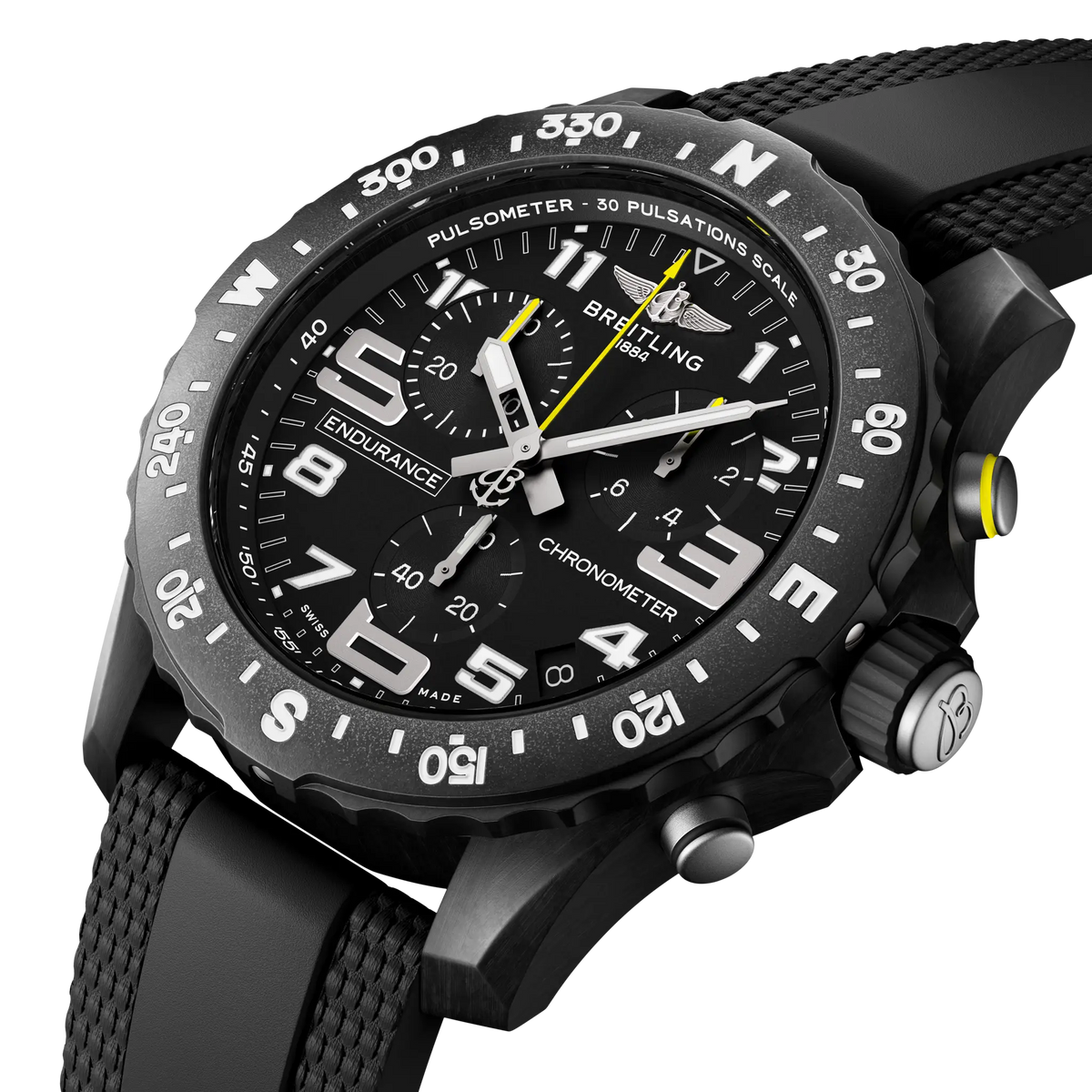 Breitling Professional 44.0mm Quartz Black Dial Black Rubber Strap Watch